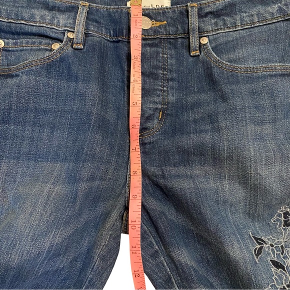 Made & Loved LOFT Ann Taylor Womens Boyfriend Floral Embroidered Hem Jeans 2 - Picture 8 of 10